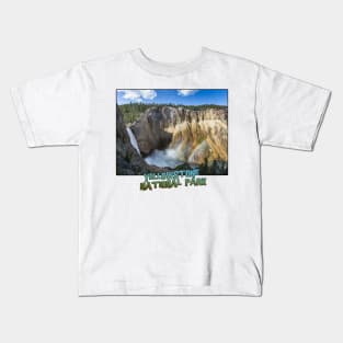 Wyoming State Outline (Lower Yellowstone Falls) Kids T-Shirt